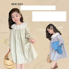 子供 ワンピース 女の子 姉妹 お揃い 秋　長袖ワンピース 花柄ワンピース ドレス チュニック 小花柄 かわいい キッズ ベビー服 FUKH363