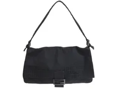 FENDI フェンディ マンマバケット ハンドバッグ ワンショルダー ズッキーノ ナイロンキャンバス ブラック 美品 中古 4c076194 正規品