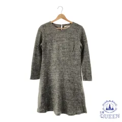 ☆美品☆ NATURAL BEAUTY BASIC ナチュラルビューティーベーシック ワンピース シック Aライン ボタン 長袖 ひざ丈 きれいめ レディース グレー M ウール 901-11871 送料無料 古着