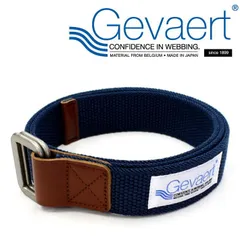 【日本製】GEVAERT ゲバルト ベルト 軽量バックル使用 35mm幅 NEK ゴムベルト ベルギー生地使用 日本製 7987137 (R-ネイビー)