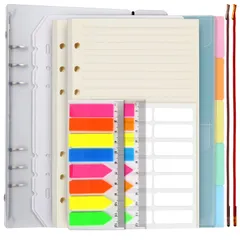 【迅速発送】LEOBRO システム手帳セット システム手帳リフィル A5サイズ 2冊セット リフィルファイル PP製カラーインデックス クリアポケット リフター 付箋付け 横罫 6穴 クリーム バインダー 透明PP製 ノート ビジネス手帳 メモ保管用 PP