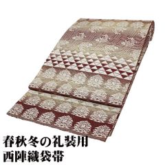 ◇◇407my58◇ベルベッド 別珍 金彩 神殿 花唐草 地紋 袋帯 長尺◇美品 