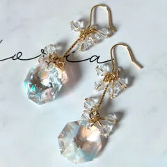 【アウトレット】 スワロフスキー・クリスタル使用 ブルーAB ブライダルアクセサリー ピアス/イヤリング