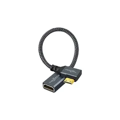 Twozoh 90度左角 Mini HDMI オス-HDMIメスケーブル 0.2M 角度付きミニHDMI-HDMIアダプターケーブル 3D/4K 1080p対応 適格請求書発行可