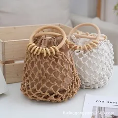 ミニバッグ ミニアミバッグ 手提バッグ ハンドバッグ かごバッグ 手編み風 メッシュ マクラメ ストローバッグ オシャレ 大人 高見え ネットバッグ 海 海水浴 リゾート 旅行 巾着 上品 エコバッグ 折り畳み 軽量 可愛い 夏バッグ ビーチ プール