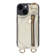 iPhone 14 ケース ショルダー ファスナー カバー カード 収納 ホワイト 14-White