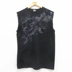 M/古着 ハーレーダビッドソン ビンテージ ノースリーブ Tシャツ メンズ 00s スカル 胸ポケット付き 黒 ブラック spe 25aug13 中古