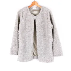 ネイビー ブルゾン ジャケット ボア アウター レディース Mサイズ グレー Navy 【中古】