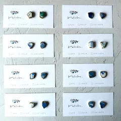 【選べる...♪*ﾟ】シー陶器 金継ぎ ピアス イヤリング ノンホールピアス 小ぶり 小さい シンプル 陶器 ゴールド 金 ブルー 青 ギフト 贈り物 プレゼント 母の日 誕生日 一点物 クリスマス