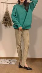 センタースリットパンツ ニットパンツ ブラック