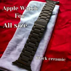アップルウォッチカスタム　Apple Watch用セラミックベルト　バンド　38mm 40mm 41mm 42mm 44mm 45mm 49mm ステンレスバックル　ブラック　メンズ　レディース　