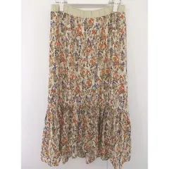 ◇ ◎ GLOBAL WORK グローバルワーク 総柄 ロング フレア スカート サイズL ベージュ系 マルチ レディース  【中古】 【1206150001563】