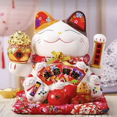 千万両 招き猫 貯金箱 インテリア 置物 オブジェ お祝い 座布団付き 千万両 招き猫 貯金箱 インテリア 置物 オブジェ お祝い 座布団