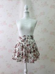 Sweet Girly Floral Mini Skirt (White) Himekaji Gyaru Coquette
