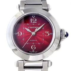 カルティエ Cartier 腕時計 パシャ ドゥ カルティエ WSPA0031 裏スケ ギョーシェ レッド 文字盤 3針 SS 自動巻き 【箱・保付き】 【中古】のサムネイル
