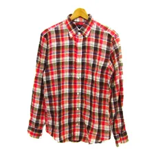 ビューティ＆ユースユナイテッドアローズ 長袖リネンシャツ チェック柄 トップス メンズ Lサイズ レッド系 B&Y UNITED ARROWS 【中古】