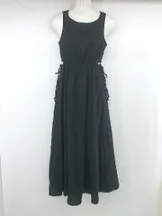 ◇ who's who Chico ウエストゴム バックオープン ノースリーブ ロング フレア ワンピース サイズ F ブラック レディース E  【1305300007940】