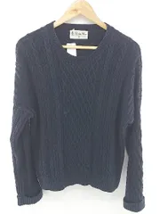 ◇ nano universe ナノユニバース コットン ケーブル 長袖 ニット セーター サイズF ネイビー レディース P  【中古】 【1211070007557】