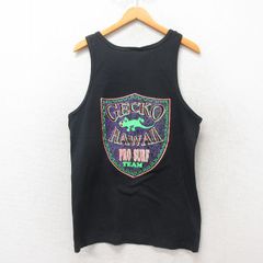 M/古着 ビンテージ タンクトップ メンズ 90s トカゲ サーフチーム コットン 黒 ブラック 25jun06 中古