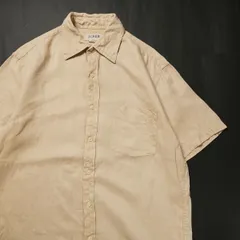 90's 00's Jクルー J.CREW 100% リネン シャツ 半袖 (S) カーキ系 90年代 00年代 旧タグ オールド　アメリカ古着 USED  ビンテージ ヴィンテージ
