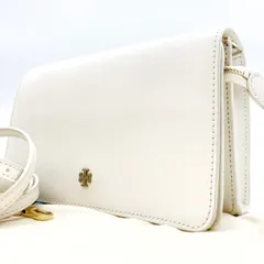 ✨良品✨ Tory Burch トリーバーチ ショルダーバッグ トートバッグ 小物入れ ゴールド金具 ロゴ型押し 肩掛け 斜め掛け クロスグレインレザー レディース ホワイト 白色