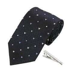 【在庫処分】ネクタイ ミッキーマウス [ディズニー] ネクタイ＆タイバーセット DN906546紺&Wa-08 ネクタイ タイピン プレゼント