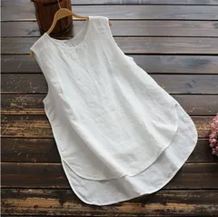 タンクトップ レディース ロング丈 タンクトップ インナー シンプル オーバーサイズ ゆったり ノースリーブ tシャツ チュニック 大人 お洒落 おしゃれ 綿麻風 重ね着 レイヤード 無地 用意 oahi324