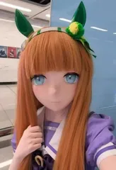★即納 全頭マスク カツラ付き NO.650 マスク ドール ヘッドロリータ人形 コスプレ 仮装 変装 着ぐるみ コスチューム kigurumi