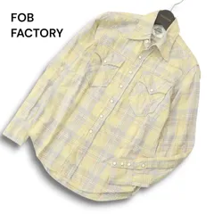 FOB FACTORY エフオービーファクトリー F3315 通年 麻 リネン混★ 長袖 チェック ウエスタン シャツ Sz.S メンズ 日本製のサムネイル