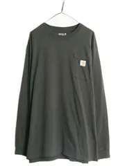 【お得なクーポン配布中!】 カーハート ポケット付き 長袖 Tシャツ メンズ XL 古着 CARHARTT ロンT ワンポイント ポケT ロゴT ヘビーウェイト コットン 大きいサイズ
