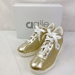 その他295　【未使用保管品】agile by RUCOLINE　スニーカー　サイズ:36(約23.0㎝)　ゴールド×ホワイト　メッシュ　シースルー　ヒョウ柄　226 A ELETTRA ORO　アジーレバイルコライン　かんてい局松前R56号店