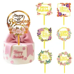 【在庫処分】7点) (金 母の日 パーティー バースデー ケーキデコレーション ケーキ挿入カード 蝶々 お花 ケーキ飾り 誕生日 誕生日 ゴールド ケーキトッパー ケーキトッパー Birthday Happy 7点セット
