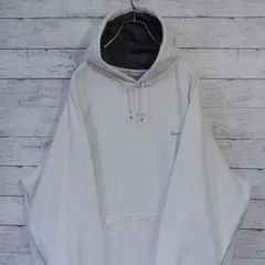 00s NIKE ナイキ スウッシュ刺繍ロゴ 裏起毛 プルオーバー ラグランスリーブ スウェットパーカー フード パーカー フーディー メンズ XXL ホワイト 白 white 20202612