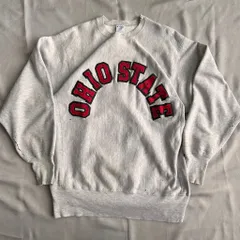 80s トリコタグ　reverse weave リバースウィーブ　champion チャンピオン　ボロ　襤褸　OHIO STATE オハイオ州 グレー×赤×黒　gray×red×black SIZE X-LEARGE No.T107