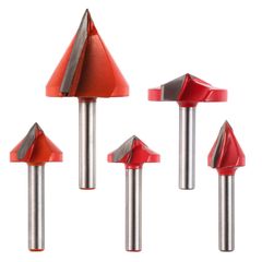 【新着商品】木加工用 CNCルーター 電動トリマー 超硬 5本組、VG05A 60°90°120°150°ルータービット 6mm軸 トリマービット v溝 Genmitsu