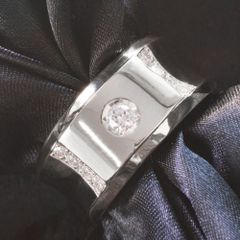 指輪 メンズリング 18金 K18WG 18k ダイヤモンド ホワイトゴールド 幅広 甲丸リング 日本製 刻印入り 鑑別書付き シンプル 30代 40代 50代