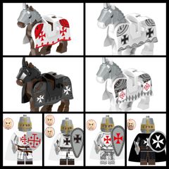 ブロックのおもちゃ レゴ互換 騎士ミニフィグシリーズ【テンプル騎士&馬】 セット