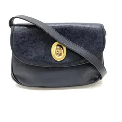 【中古】Christian Dior CDロゴフラップ ショルダーバッグ ネイビー　クリスチャンディオール[24]