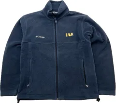 Columbia ☆ 刺繍 ロゴ ネイビー フリースジャケット M 春夏 防寒 アウトドア スポーツ キャンプ 企業モノ 人気 古着 コロンビア■CE319