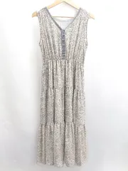 ◇ ⊂ RAY CASSIN レイカズン 小花柄 ノースリーブ ロング ワンピース サイズF アイボリー系 グレー系 レディース E  【1412090065316】