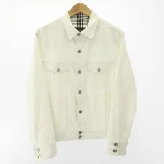 バーバリーブラックレーベル BURBERRY BLACK LABEL デニム ジャケット ブルゾン 裏地 ノバチェック ストレッチ ホワイト 白 Lサイズのサムネイル