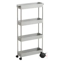 新品 キッチンワゴン 収納ワゴン キッチンラック キッチン収納カート 隙間ワゴン 収納棚 キッチン収納棚 収納ラック キャスター付き ホワイト スリム 隙間収納 4段 幅13cm/幅22.5cm 耐荷重 おしゃれ 台所