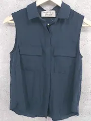 ◇ nano universe ナノユニバース ノースリーブ シャツ ブラウス サイズ36 ネイビー レディース 【1002800926527】