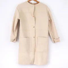 ザラ ノーカラージャケット ストレッチ アウター レディース Sサイズ ベージュ ZARA 【中古】