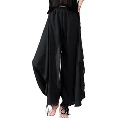 【新品】 [iito.seasons] ダンス ガウチョパンツ シフォン スカーチョ ヨガパンツ ワイドパンツ レディース キュロット フレアパンツ ヨガ ダンスパンツ ダンス ベリー ジャズダンス ベリーダンス 社交ダンス 美脚 着痩せ (JP, アルフ 0