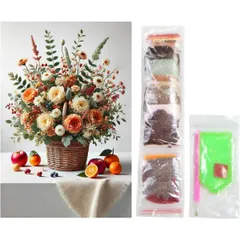 ビーズアート キット 丸いビーズ 【花と果物】 20x30cm モザイクアート ダイヤモンドペインティング ダイヤモンドフィックス 全面貼り付け 5D 初心者 セット きらきらぷんぷん丸 DAK-HLW