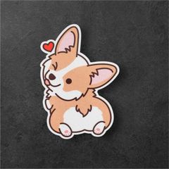 ルックバック おしり ハート ウインク ゆるコーギー 防水反射ステッカー