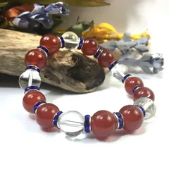 赤瑪瑙&水晶 パワーストーン ブレスレット 天然石 12mm （ダークブルー）メンズ・レディース　男性 [j]・女性　数珠ブレス　開運 [j]