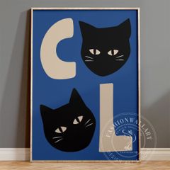 アートポスター 黒猫と月 シンプルモダン おしゃれ インテリア 北欧風 壁掛け