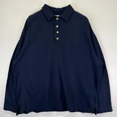 古着 コロンビア Columbia 長袖 ポロシャツ 裏地フリース ワンポイントロゴ刺繍 大きいサイズ アウトドア XXL  ネイビー メンズ